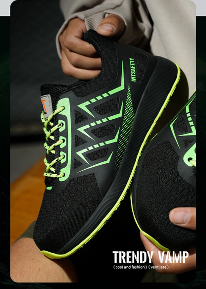 steel toe sneakers for men ultra-light construction site safety shoes anti puncture industrial work boots breathable work shoes