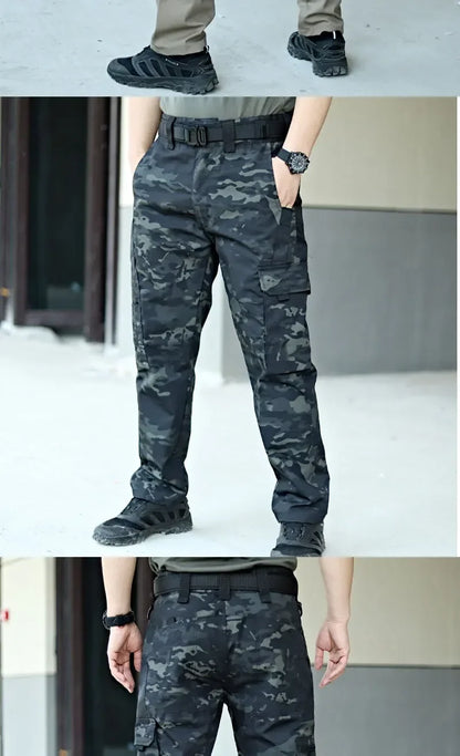 Tactical Work Pants Men Outdoor Cargo Trousers Multi-pocket Waterproof Field Combat Pant Autumn Spring Workwear Hiking Trousers