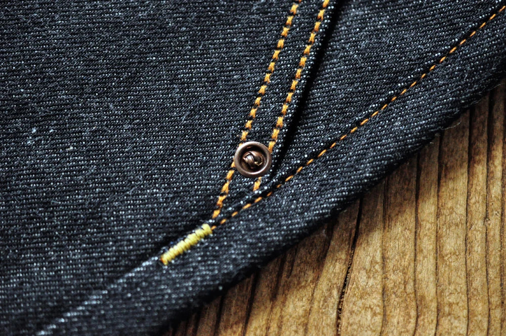 Mens Jeans Boxing Selvedge Denim Jeans Color Cotton Jeans for Men Silver Buttons Taper Fit  12.5 Oz