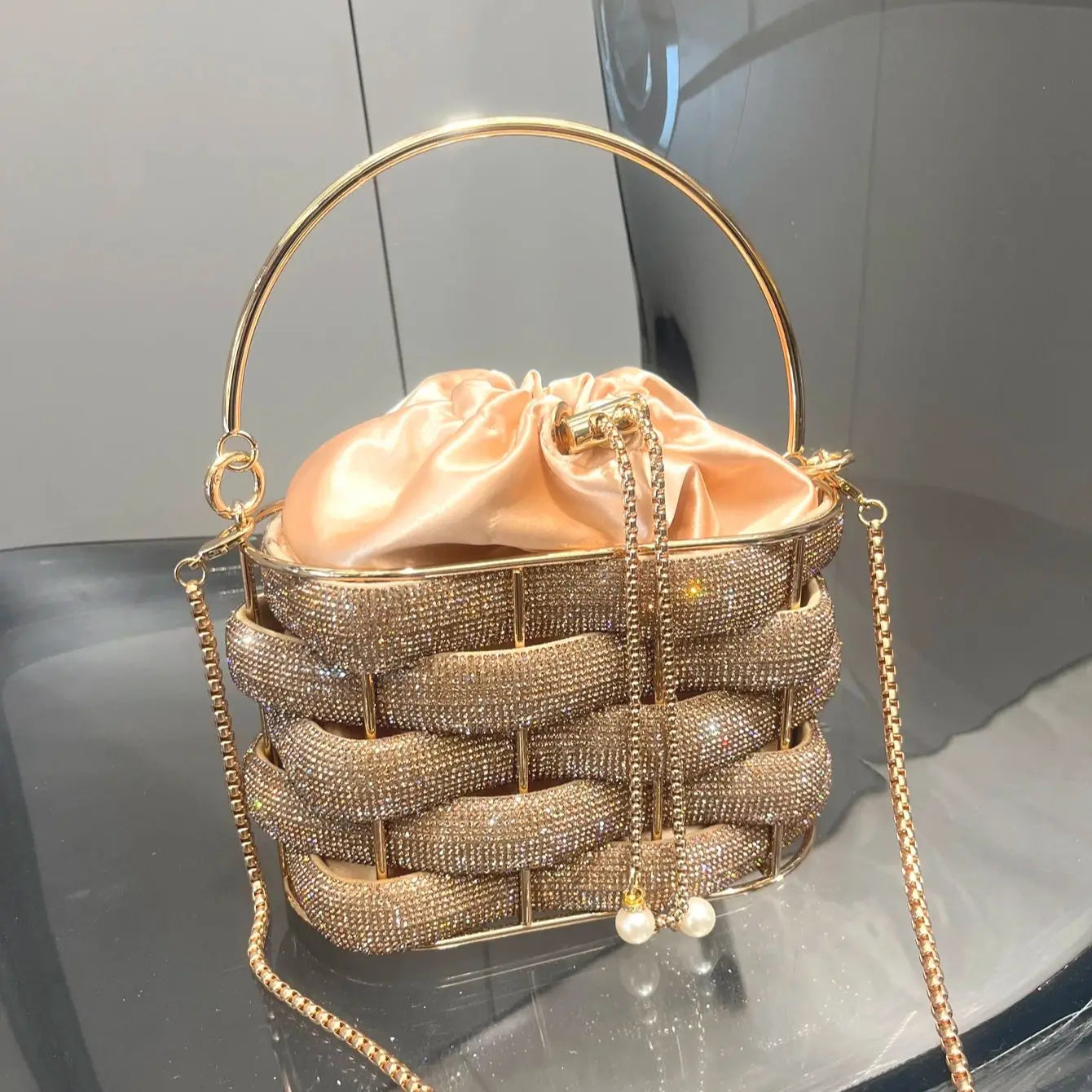 Rhinestones Evening clutch Bag Purses and handbag luxury Designer shoulder bag Shiny Crystal Clutch purse bucket bag