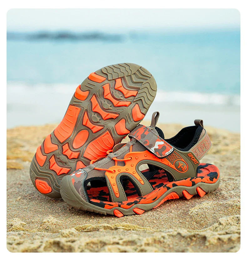 Fashion Kids Sandals Boy Water Shoes Closed Toe Rubber Sole Outdoor Hiking Sneaker Summer Sports  Beach Sandals for Boy