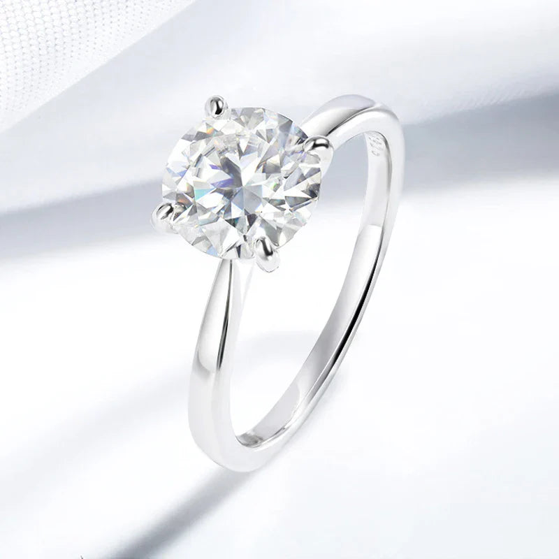 White Gold 2ct 100% Moissanite Engagement Ring for Women S925 Sterling Silver Lab Diamond Promise Wedding Band Jewelry