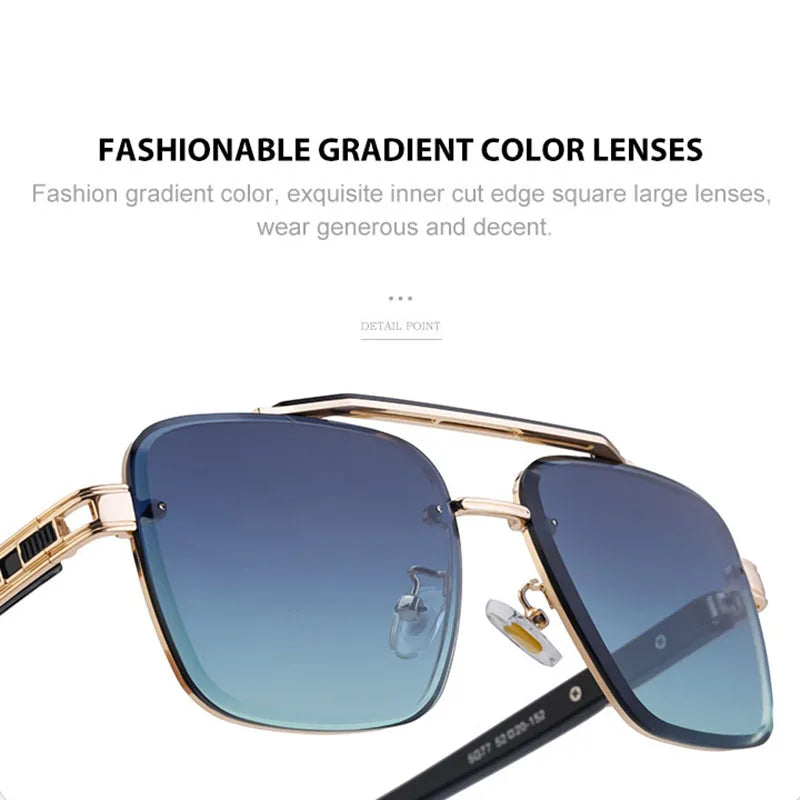 2025 Square Sunglass Men Luxury Sunscreen Rimless Sunglasses Women Vintage Fashion Glasses Gafas De Sol Hombre Lunette De Soleil