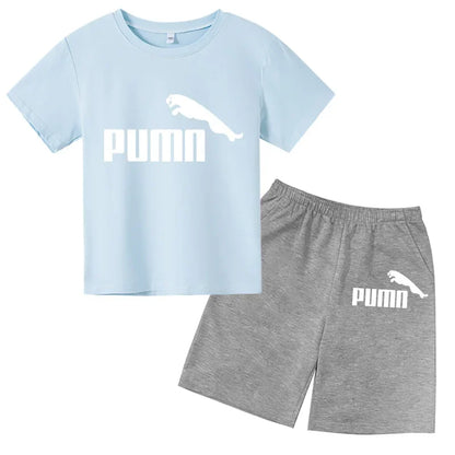 3-12Y Kids Summer Casual Letter Print 2-Piece Set Soft T-Shirt & Pants Suits for Boys & Girls