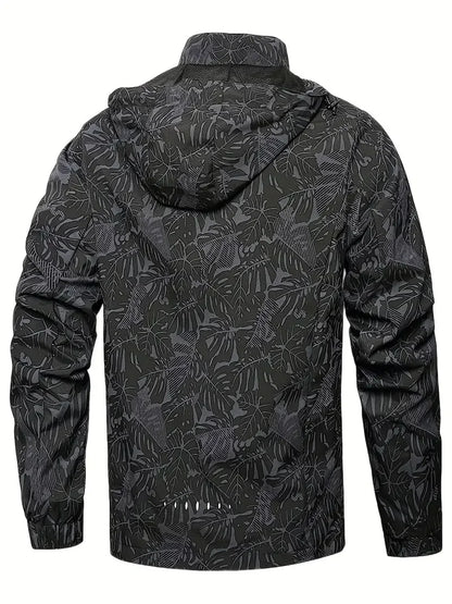 Men's Casual Lightweight Waterproof Windbreaker Jacket, Full Zip Up Hooded Shell Outdoor Hiking Coat For Autumn Size