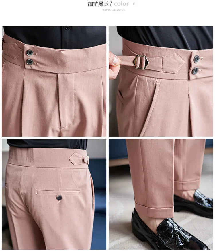 High-quality 2024 Men's Naples Trousers, Men's High-waisted Casual Pants Slim-fit Suit Trousers 28-38 Classic Formal Dress Pants