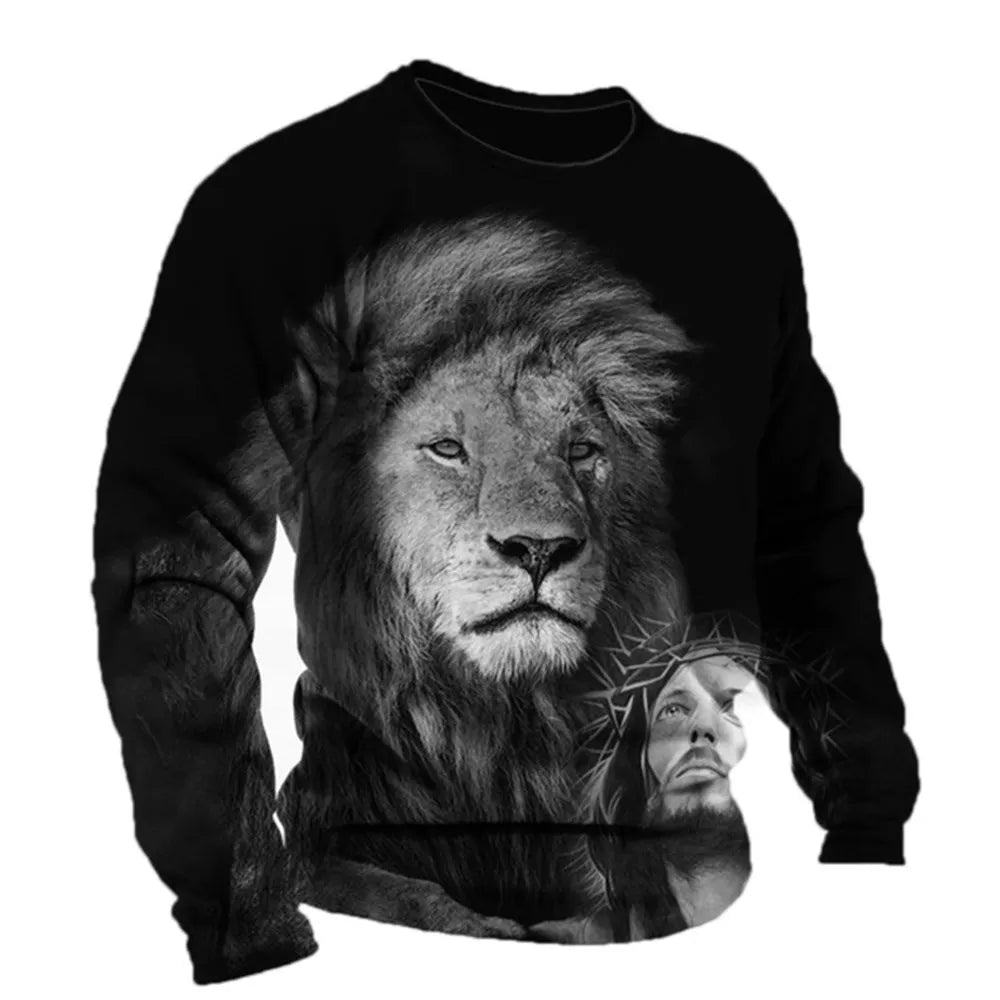 Retro Men's Long Sleeve T-shirt Animal Print Shirt Animal Pattern Clothing Street Apparel Sleeve Top Men's Plus Size XS-5XL