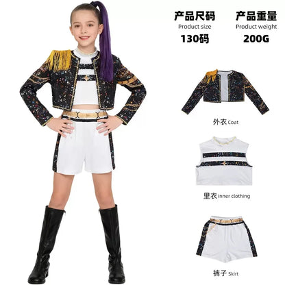 Girls Halloween Costume RUMI Cosplay Kpop Warrior Costume Christmas Clothes Idol Group Star Singing and Dancing Artist Suit