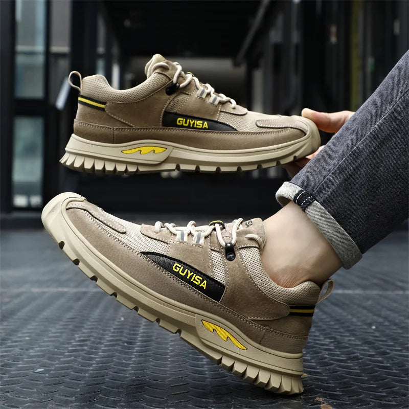 Black Leather Work Safety Shoes Waterproof Indestructible Steel Toe Cap Labor Shoes For Men Breathable Anti Smashing Sneakers