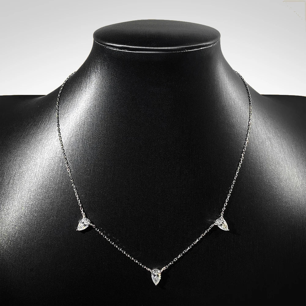 3ct Pear Cut Moissanite Pendant Necklaces for Women Shining Diamond with Certificates s925 Silver Chain Dainty Necklace
