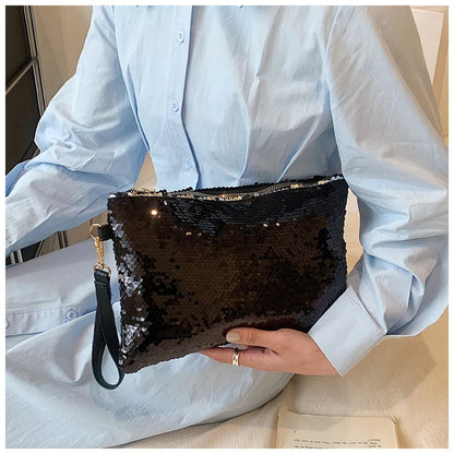 Fashion Women's Sequined Bling Handbag And Purse Small Wedding Party Evening Bag Lady Wristlet Clutch Bag Female Envelope Bag