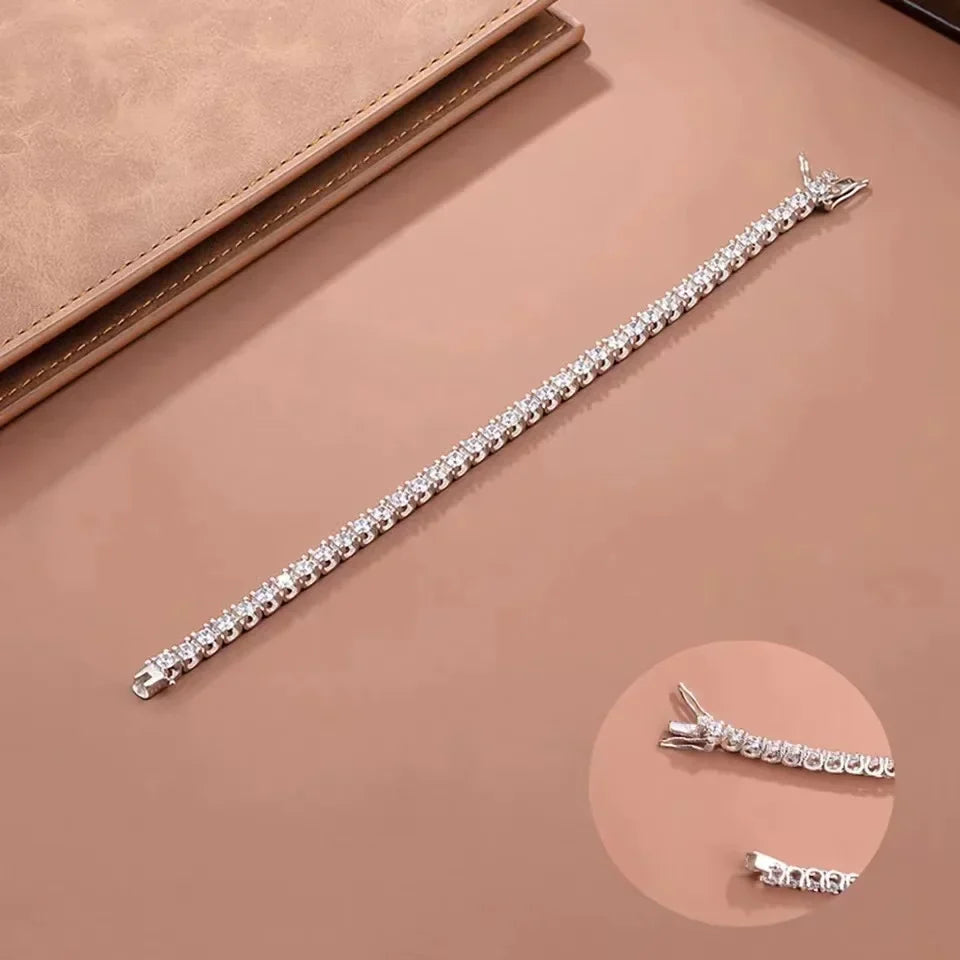 Luxury 0.2ct 3.5mm Full Moissanite Tennis Bracelet for Women Wedding Party Fine Jewelry Real 925 Sterling Silver Bracelets