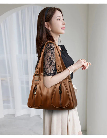 100% Genuine Leather Women Handbag Fashion Girls Top-Handle Bucket Bag Soft Cowhide Female Shoulder Bags Women Crossbody Bag Sac