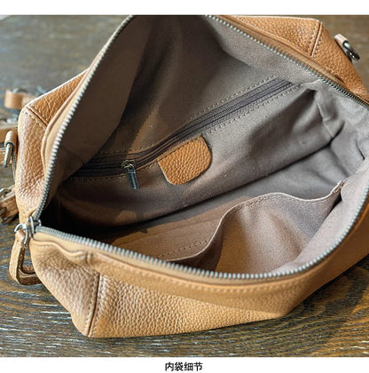 2026 New Leisure Genuine Leather Lightweight Women Shoulder Crossbody Bag Retro Soft Cowhide Versatile Bag