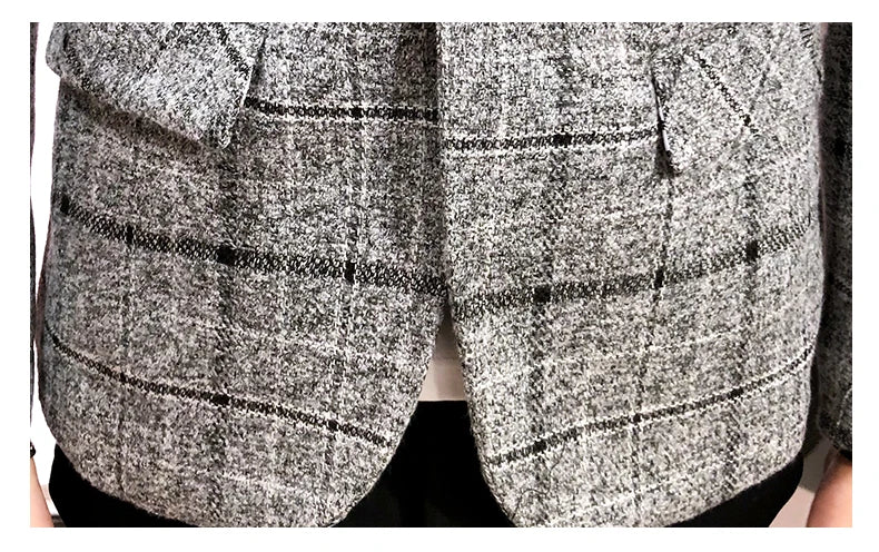 Men Checked Suit Jacket 2023 Spring New Linen Slim Suit Jacket Fashion One-button Business Casual Jacket Large M-5XL Suit Jacket
