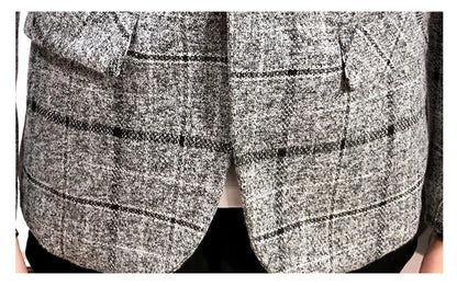 Men Checked Suit Jacket 2023 Spring New Linen Slim Suit Jacket Fashion One-button Business Casual Jacket Large M-5XL Suit Jacket