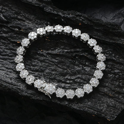 Flower Moissanite Tennis Necklaces Bracelets For Women 925 Sterling Silver Full Diamond Neck Wrist Chain With  Certificate