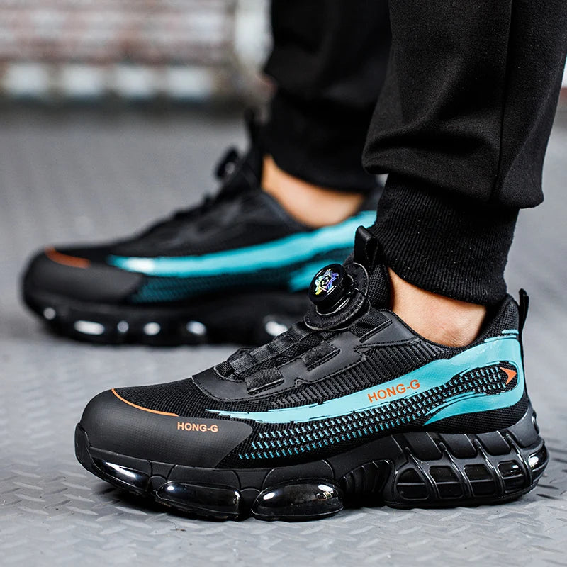 Rotating Button Safety Shoes Men Anti-smash Anti-puncture Work Shoes Fashion Men Safety Sport Shoes Security Protective BootsMen
