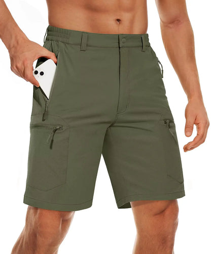 5 Zipper Pockets Summer Quick Dry Cargo Shorts Mens Fishing Shorts Stretch Outdoor Hiking Nylon Work Shorts Lightweight