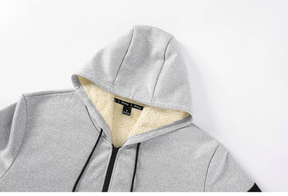 Winter Fleece Jacket Men's Casual Thickened Wool Jacket Warm Zipper Hoodies Cardigan Sports Long Sleeve Sweatshirts Hooded Coat