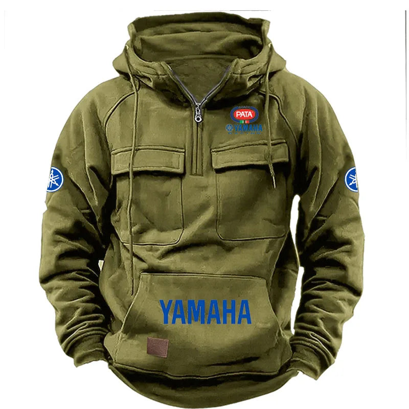 Zipper Hoodie for Outdoor Sports Enthusiasts, 2026 New Men's Fashion Half-Zip Pocket Autumn-Winter Hooded Sweatshirt