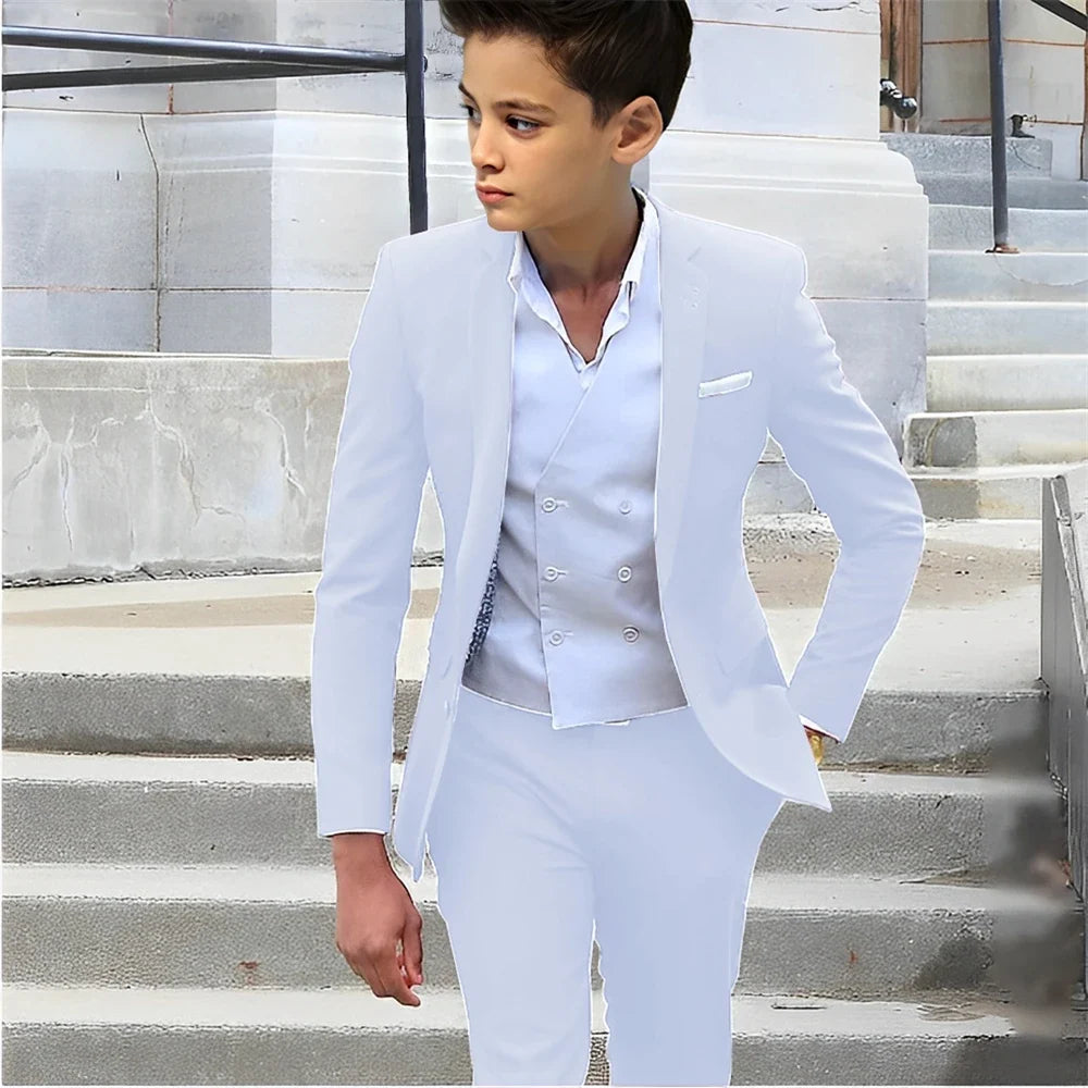 Formal Boys Slim Fit Suits 2 Pieces Birthday Party Tuxedo,Smart Handsome Kids Suit Set Wedding Guest Outfit Plus Size 2-20T