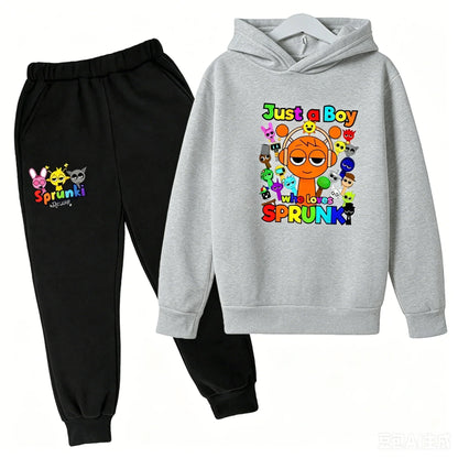 Sprunki Kids Clothes Hoodie+pants Age 2-12 Boy Girl Incredibox Anime Figures Sweatshirt Spring Autumn Pullover for Children Sets