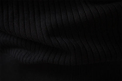 Button Placket Polo Shirt Men Ribbed Stripe Long Sleeve Contemporary Fit Minimalist Autumn Winter Premium Business Top