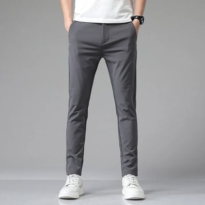 2024 Summer New  Men's Thin Straight Casual Pants Classic Style Light Gray Business Stretch Trousers Male Brand