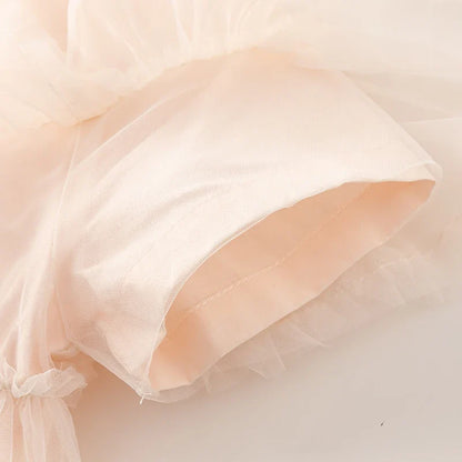 Girl's Princess Dress 2025 New Summer Children's Baby Pink Mesh Wallet Fashion Cute Sweet Charm Party DB2240416