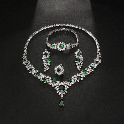 Noble Vivid Flower Appearance Design Necklace And Earring Fine Decoration Wedding Party Charming Jewelry Set