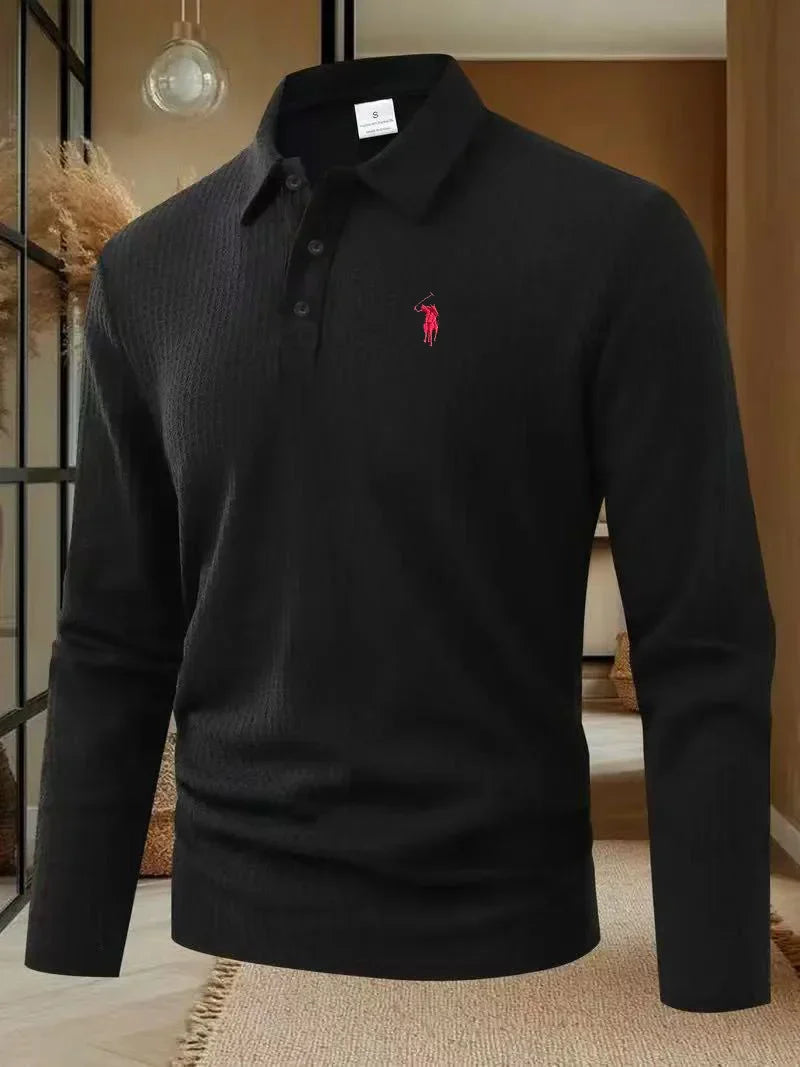 Men's polo shirt long sleeved high-end brand exquisite embroidery 2025 Spring and Autumn casual breathable fashion T-shirt top