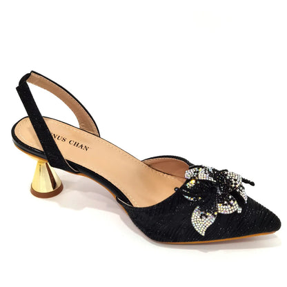 FASHION SHOE Sandals Women 2022 High Heels sexy Green Color Rhinestone Flowers Party Pumps Wedding Shoe and Matching Bag Set