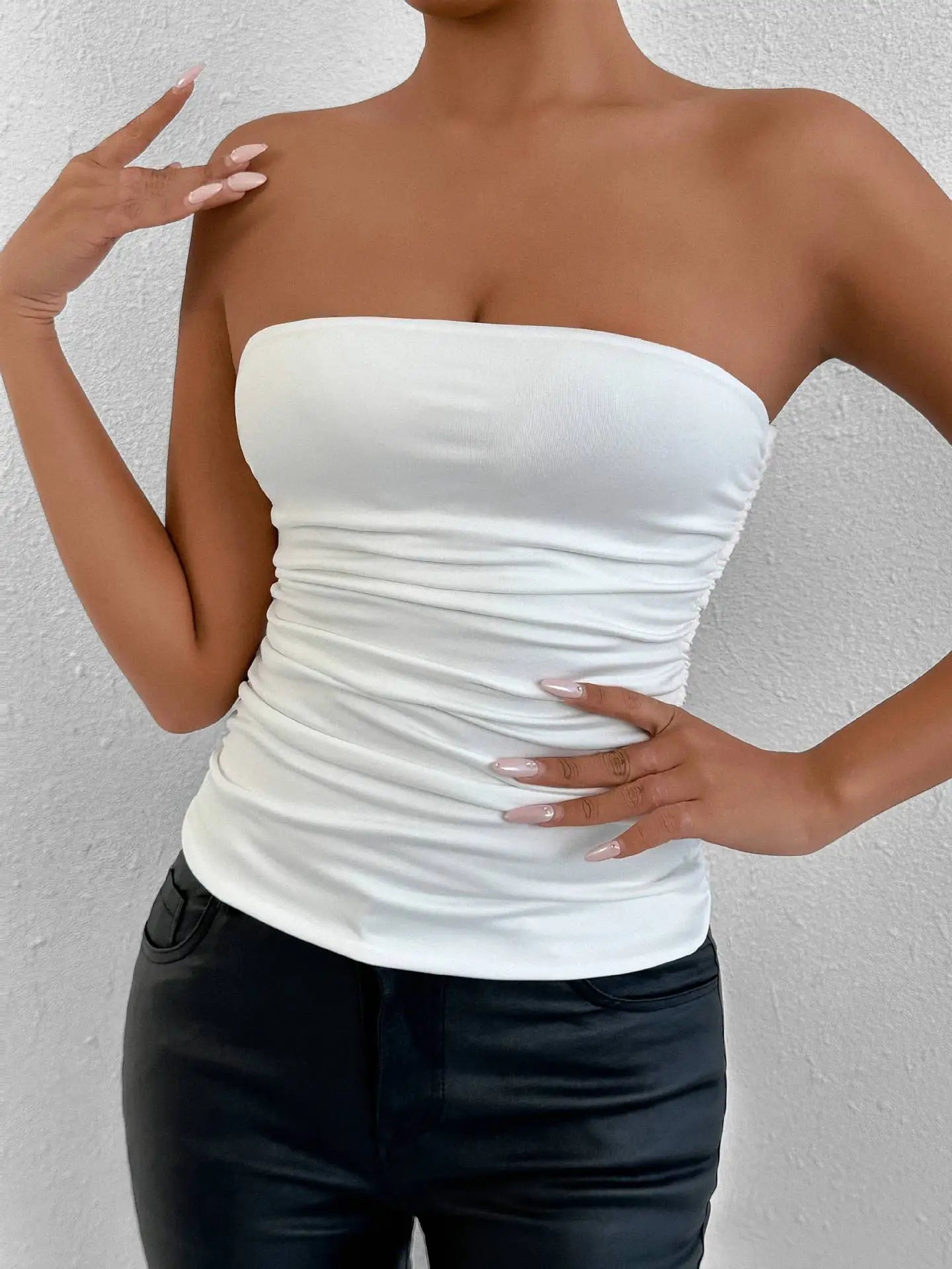 2026 Sexy Summer Solid Strapless Top Women Bandeau Bodycon Tops Lady Sleeveless Off Shoulder Club Party Clothes