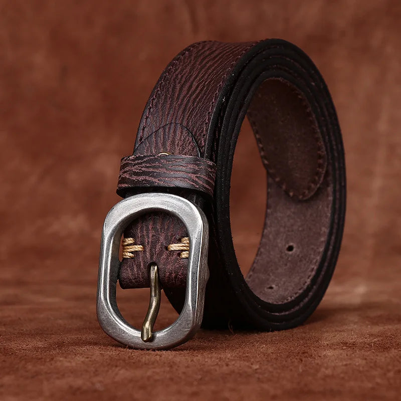 3.0CM Ladies Pure Cowhide High Quality Genuine Leather Belts for Women Needle Buckle Jeans Cowboy Waist Belt Luxury Designer
