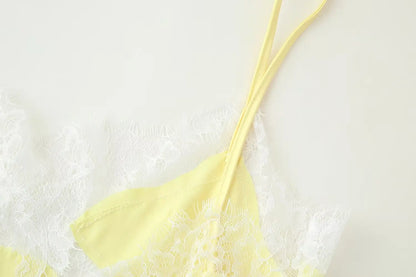 Woman Summer Sexy Sleeveless Backless Chic Beach Party Dress Women's Elegant Asymmetry Lace Decorate Slim Sling Dress