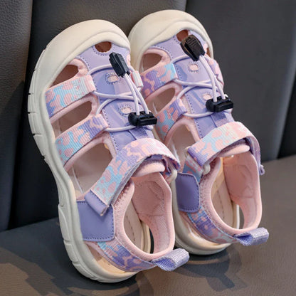 2026 New Kids Sport Sandals Children's Design Hollow-out Multicolor Sandals Soft Flat Strappy Sandals Girls Cute Beach Shoes