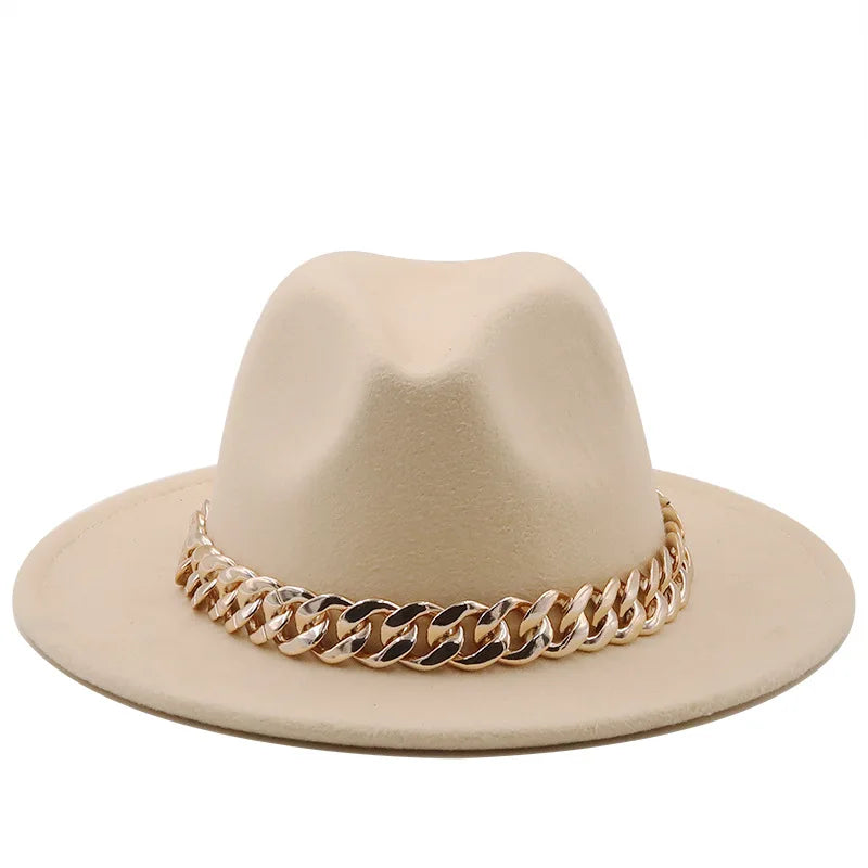 Hat For Women Autumn Winter New Party Jazz Fedora Hats With Fashion Luxury Oversized Chain Accessory Bag Two-piece Set
