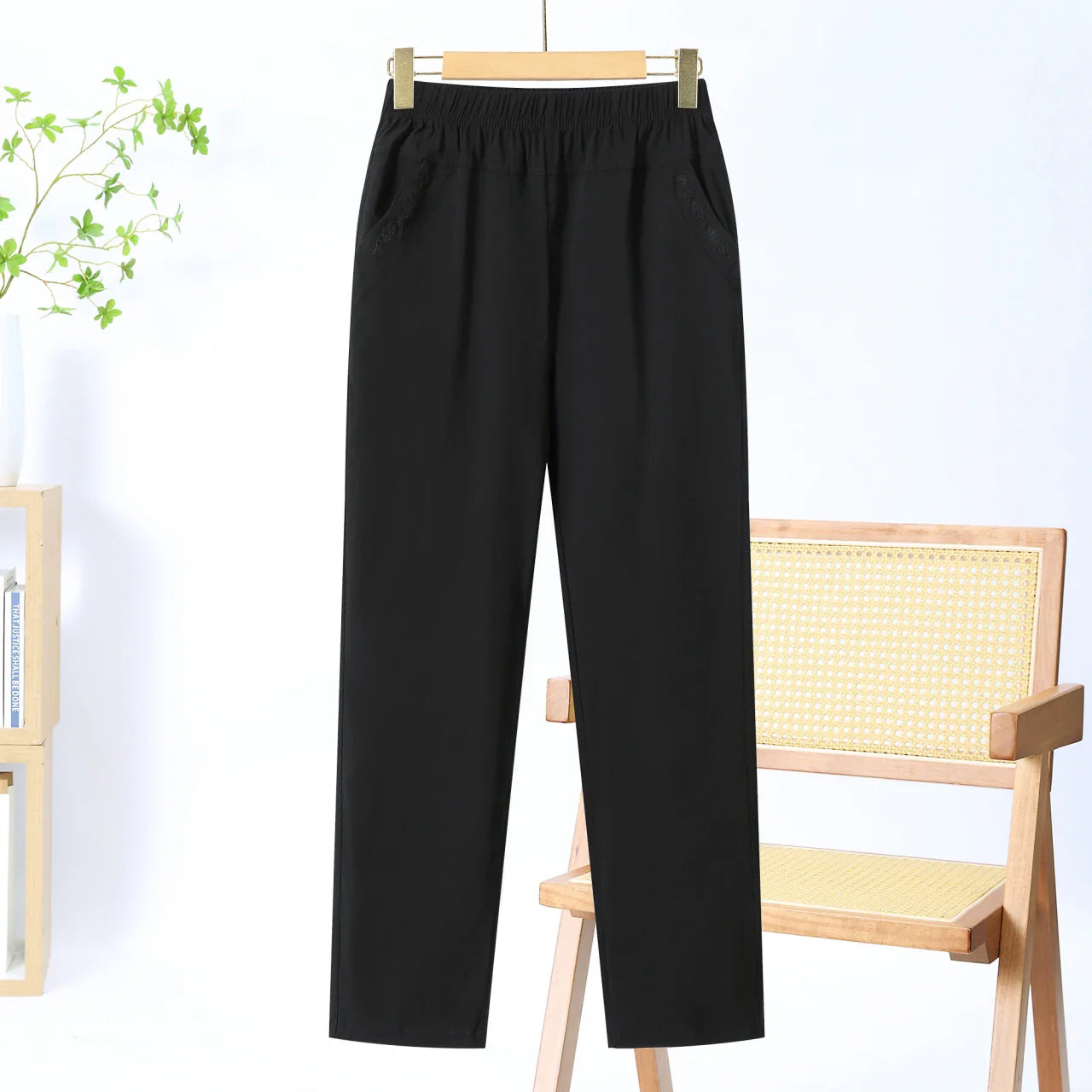 Summer Casual Washed Cotton Women's Plus Size Pants 2025 Elastic Waist Office Casual Outdoor Trousers Breathable Cool Clothing