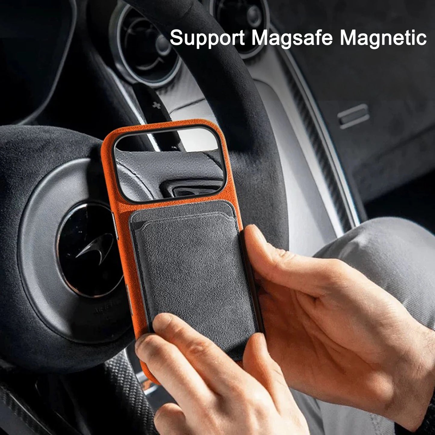 Real Italian Imported for Alcantara Magnetic Case for iPhone 17 Pro Max 17Pro with MagSafe Case Smart Button Protective Cover
