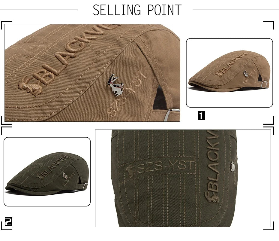 Men Beret Fashion Rabbit Embroidery Flat Caps Spring Summer Visor For Male Fashion Vintage Newsboy Cap Casual Berets Adjustable