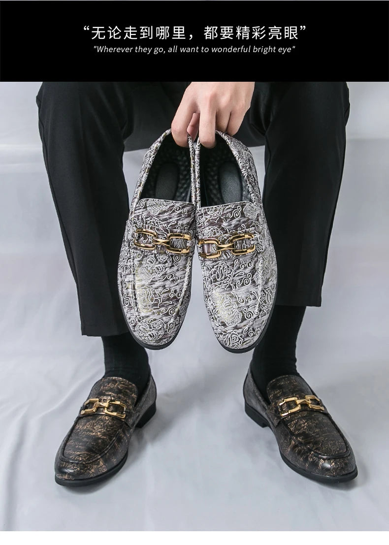 Leather Shoes Men's Business Shoes Luxury Brand Loafers Dress Moccasins Breathable Slip on Black Driving Shoes Male Formal Shoes