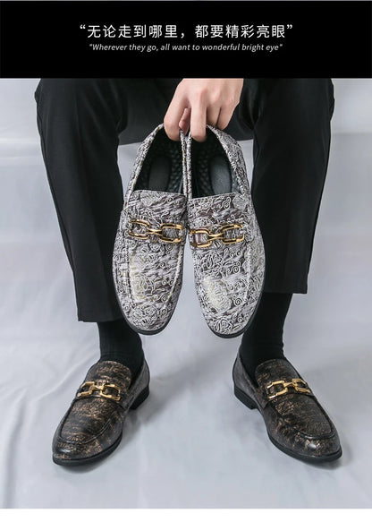 Leather Shoes Men's Business Shoes Luxury Brand Loafers Dress Moccasins Breathable Slip on Black Driving Shoes Male Formal Shoes