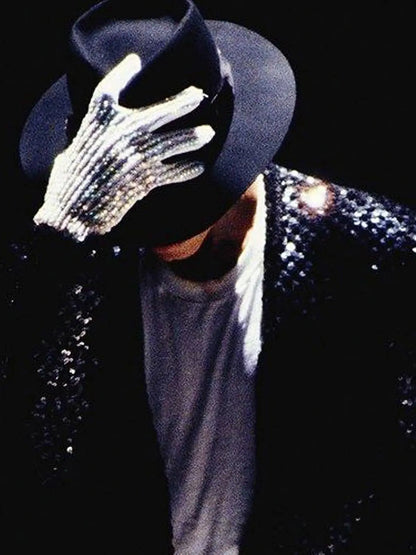 Impersonator Michael Joseph Jackson Costumes Jacket Sequies Black Shining Jacket
