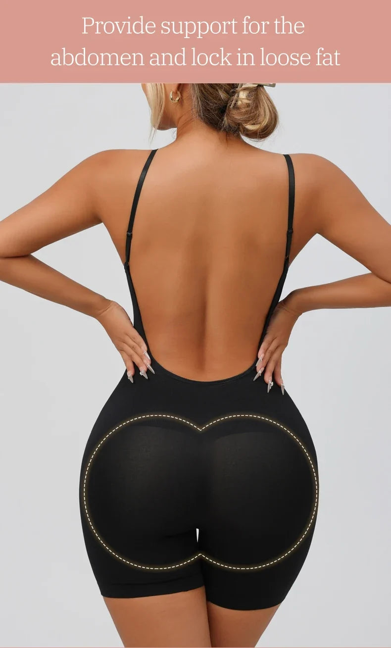 Women's Low Back Seamless Bodysuit Tummy Control Hip Lifter Full Body Shaper Backless Shapewear Jumpsuit Slim Corset