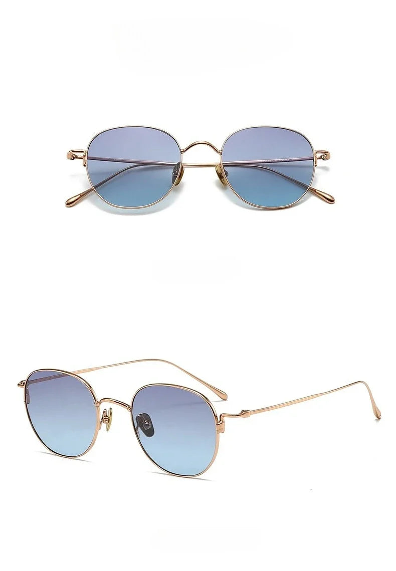 Pure Titanium Ultra Light  Round Women Sunglasses Fashion Outdoor Sports UV400 Men Sunglasses Can Be Paired Prescription Lenses