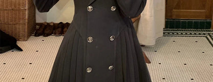 Sweet Style Suit Dress Korean Drama Main Character Waist Cinched Beautiful  Skirt College Style High Waist Double Breaste...