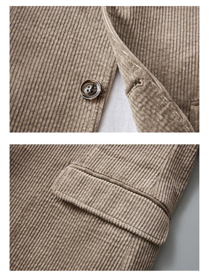 Autumn Winter 2025 New Korean Version of Fashion Handsome Men Young Slim Casual Corduroy Suit Cotton Corduroy Suit Jacket  M-4XL