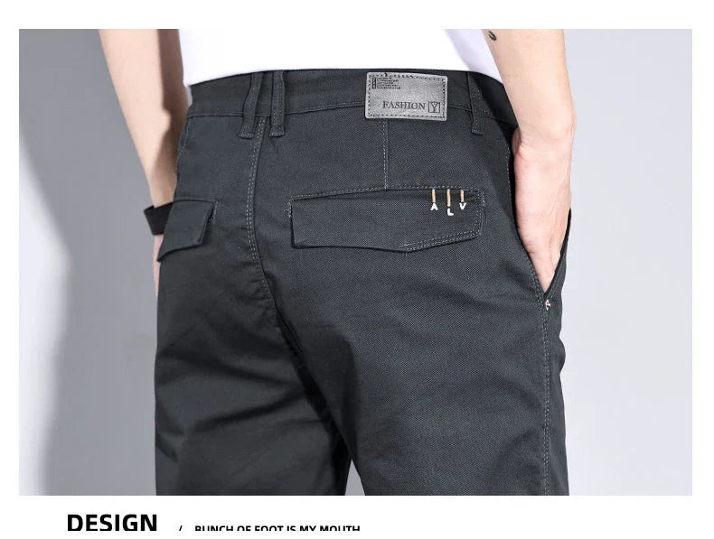 New in White Fashion Casual Pants Men's Brand Stretch Straight Comfortable Soft Male Clothes Business Work Pants