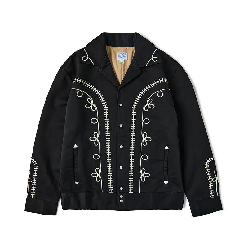 Non Stock Bolero Men's Rockabilly Jacket in Black Vintage-Inspired Western Embroidery Outerwear